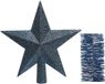 Kaemingk B.V. Décoration de Noël étoile en plastique pailletée 19 cm et guirlandes en aluminium paquet bleu foncé