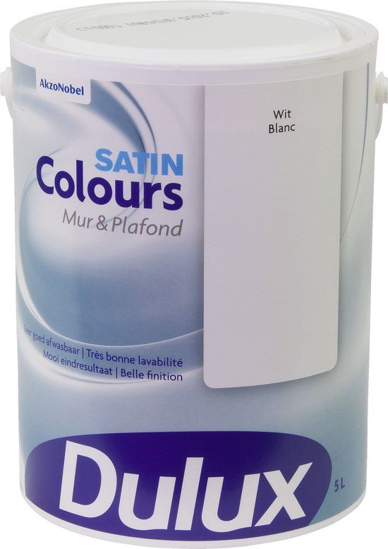 DULUX Colours Mur & Plafond - Satin - Wit - 5 Liter
