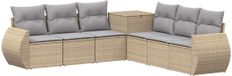 vidaXL Bankstel 7-zits Beige en Lichtgrijs Poly Rattan en Staal