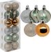 Atmosphera Boules de Noël 24x - Champagne/Ocre/Vert clair - 4 cm - Plastique