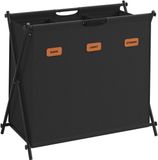 SONGMICS Wasmand, 135 litres, 3 compartiments, structure en X pliable
