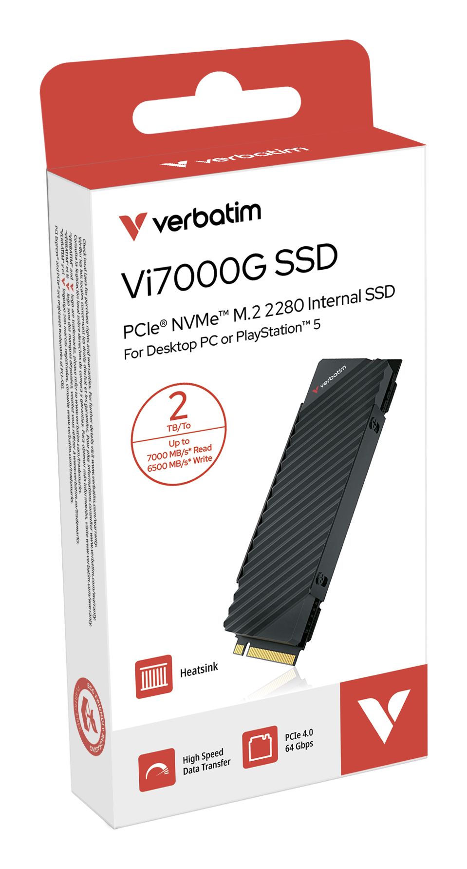 Verbatim Vi7000G 2TB NVMe PCIe Gen4 M.2 SSD - Compatible with PS5
