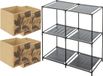 5five Kastmandjes/opberg manden - beige/print - 4x stuks van 29L - Bamboe