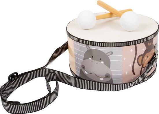 Small Foot - Houten Trommel Wilde Dieren - 20 x 20 x 10 cm