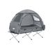 SoBuy Tente de camping 4-en-1 avec lit pliable, imperméable, sac de couchage et matelas, léger, pour 1 personne, festival, vie en plein air, randonnée et forêt, gris, OGS32-HG
