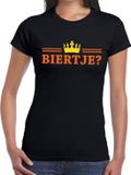 Bellatio Decorations Shoppartners Bv Zwart Biertje en kroon shirt dames - Zwart Koningsdag kleding M