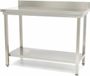 Maxima Table de travail inox - 200 x 60 cm - Hauteur réglable - avec crédence et étagère inférieure