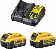 DeWALT Power Set (2 x 18V 4.0 Ah Batteries + Charger DCB107)