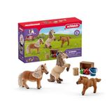 schleich HORSE CLUB | Mini Shetty familie 41432 | 9 delen | 3 ponyfiguren met paardenaccessoires