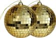 Othmar Decorations discobal kerstballen - 2x - goud - 10 cm - kunststof
