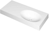 Wastafel INK Smooth Wastafel Polystone Rechts Zonder Kraangat - 1000x450x90 mm - Mat Wit