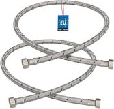 KOTARBAU® 2 Pièces - Tuyau de raccordement flexible 3/8" x 3/8" - Tuyau de robinet flexible 100 cm - Tuyau de raccordement sanitaire - Tuyau de connexion flexible - Tuyau de raccordement de robinetterie - avec tresse en acier inoxydable