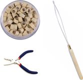 New Age Devi Ultieme Microring Combo - 100x Siliconen Microringen in Blond - Inclusief Microring Loop & Inzettang
