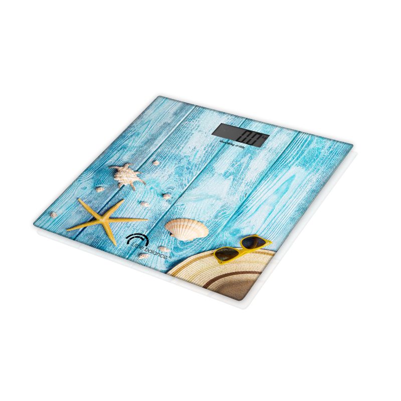 Little Balance Coquillages Vierkant Blauw Digitale Personenweegschaal 180 kg