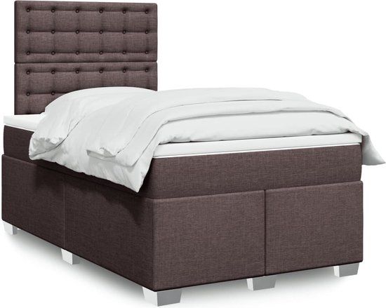 vidaXL Boxspring met matras stof donkerbruin 120x200 cm