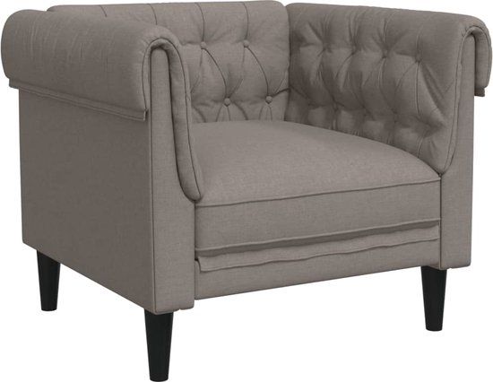 vidaXL Fauteuil Chesterfield-stijl stof taupe