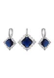 NAEMI Sieradenset Zilver Navy Transparant Blauw Kristal Vrouwen Volwassenen Ketting met Oorbellen
