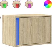 vidaXL Nachtkastje met LED's wandgemonteerd sonoma eikenkleurig