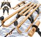 KESSER® Luge en bois Premium luge Luge enfant pliable en bois de hêtre avec corde de traction Slider Patins en métal - Luge en bois, Noir
