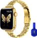 By Qubix Qubix - Stalen slim fit band - Goud - Geschikt voor Apple Watch 44mm / 45mm / 46mm / 49mm