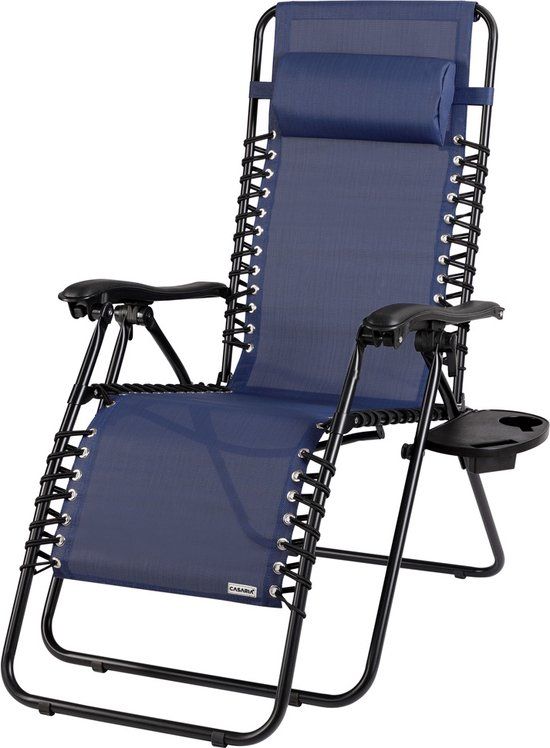 Viking Choice Donkerblauwe ligstoel tuin - ligbed - 175x67x108 cm - verstelbaar - met kussen