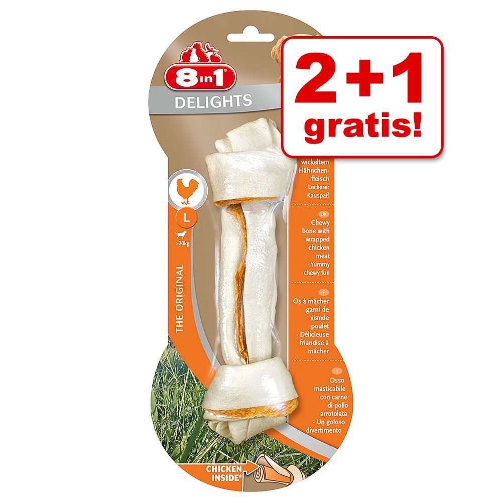 8in1 2 + 1 gratis Bij 3 x Delights Hondensnacks - Pro Dental Twisted Sticks 3 x 35 stuks