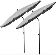 In Round Parasols 2 Pack – 130 x 200 cm – Kantelbaar en Inklapbaar – Grijs – Zonwering Buiten – Stokparasol – Balkonparasol – Balkon Strand of Tuin – Knikbaar – Waterdicht – Weerbestendig