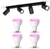 Philips Hue Pongee Opbouwspot (Zwart) - Wit en Gekleurd Licht - Plafondspot met 4 Lichtpunten - GU10 - Hue White and Color Ambiance
