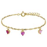 Lucardi - Kinder Zilveren goldplated armband met roze zirkonia hart