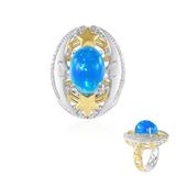 Cavill - 925 Sterling Zilver Ring met 3,96 ct Blauwe Ethiopische Opaal