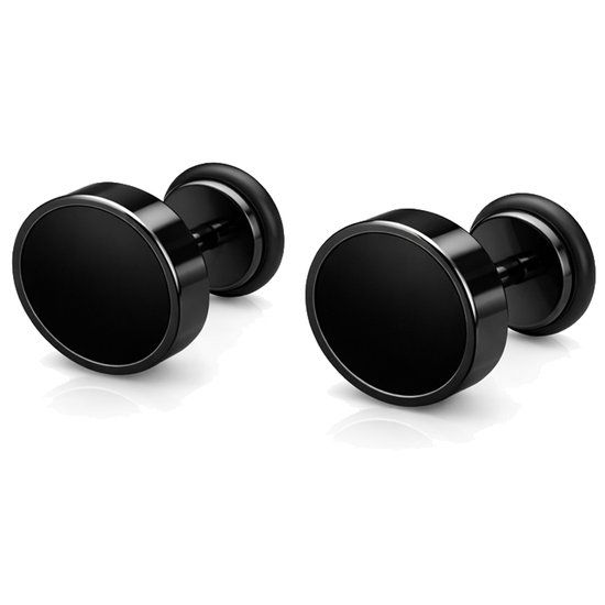 Mendes heren oorbellen Edelstaal Zwart-6mm