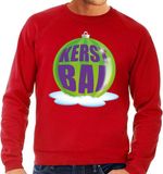 Bellatio Decorations Shoppartners Bv Foute kersttrui kerstbal groen op rode sweater voor heren - kersttruien S