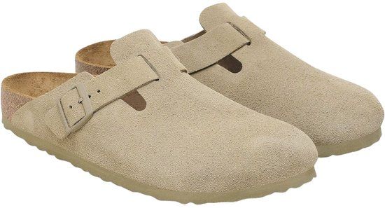 Birkenstock Boston Suède Slippers - Beige - Unisex - Maat 43