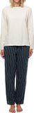 Schiesser Dames pyjama Cotton blauw gestreept / creme
