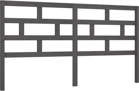 vidaXL Hoofdbord 186x4x100 cm massief grenenhout grijs