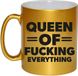 Bellatio Decorations Queen of Everything Mok - Goud - Keramiek - 300 ml