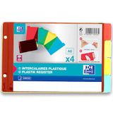 OXFORD 25 stuks tabbladen A6 liggend formaat 4 posities, pvc, transparant, dikte 14/100, verschillende kleuren