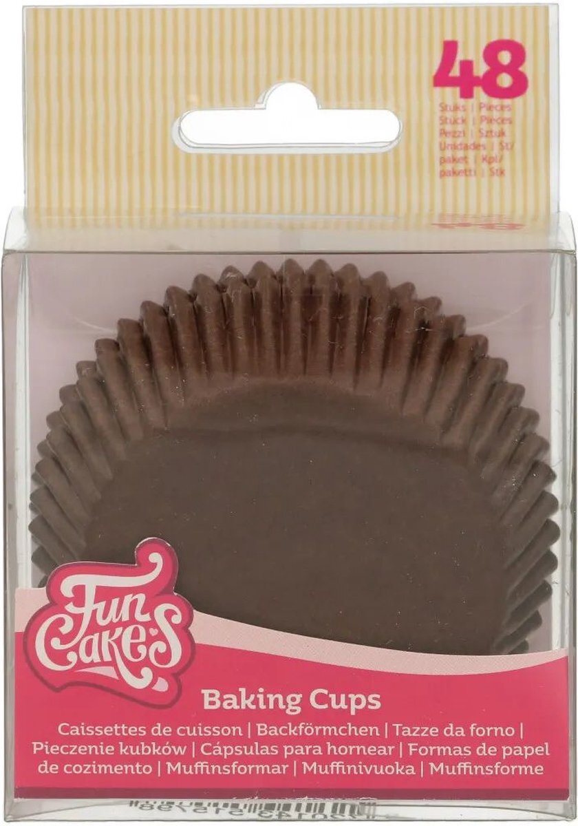 FunCakes Baking Cups Bruin: Perfect voor alle cupcakes, Cupcakes en meer, Taart decoratie, pk/48