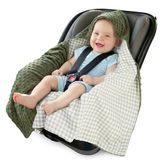 Inbaker Deken 100% katoen 85x85cm met capuchon knuffeldeken voor kinderwagen babyzitje universele dubbelzijdig babydeken buggy autostoel