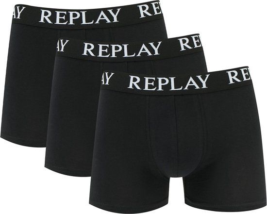 Replay Boxer Basic Cuff Logo 3P - Black Underwear Men - XXL