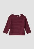 s.Oliver T-shirt bordeaux/zwart gestreept korte mouw ronde hals extra kort aansluitend unisex kinderen 86