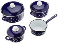 GSW 189606 pannenset stippen, 7-delig, blauw-wit, stalen email, kunststof