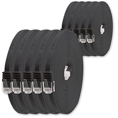 1aTTack.de 2m - Zwart - 10 stuks - Cat.6 platte netwerkkabel Cat6 platte kabel ultra platte Cat.6 patchkabel 1000 Mbit/s Gigabit LAN (RJ45) plat slank micro