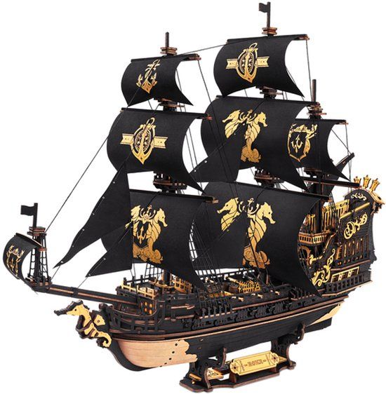 Rolife The Seahorse Barque - ROKR Scale Model Vehicles Series - MCB02 - Piratenboot - Schip - Bouwpakket - Modelbouw