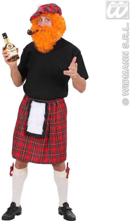 Widmann Schotse Kilt Rode Ruiten Man Small Carnaval kostuum Verkleedkleding