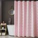 FINECITY Roze douchegordijn zilver Marokkaans patroon met 12 haken inbegrepen, 182 x 183 cm, 1 paneel