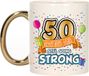 Bellatio Decorations Verjaardag cadeau mok 50 jaar - goud - veteranen team - 300 ml - keramiek - Abraham