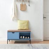 en.casa Schoenenbank Colwyn 80x40x45 cm blauw zwart en grijs