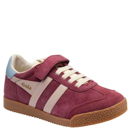 Gola Elan leren suède sneakers - donkerrood/lichtroze/lichtblauw