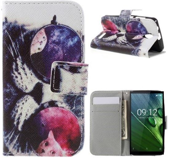 Freelancers Qissy Cool Cat portemonnee case hoesje voor Huawei Y5 2017 en Huawei Y6 2017